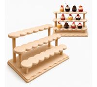 auvstar 4-Tier Présentoir en Bois,Présentoir Vitrine en Bois,pour Présenter des Figurines en Boîte Surprise,des Parfums,des Produits de Beauté,des Objets de Collection et des Cupcakes（36.5x21x16cm）