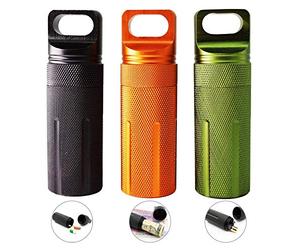 auvstar Bouteilles Étanches en Aluminium,Étanche Capsule Joint Bouteille Pilule Boîte de Survie Conteneur Pilules De Stockage Bouteille,Boîte Étanche EDC