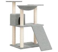 AUVYI Arbre à chat d'activité avec griffoirs en sisal - Gris clair - 48 x 67 x 83 cm - Bois et peluche - Tour pour chat tout-en-un avec maisons et plateformes - Aire de jeux pour chat - Espace