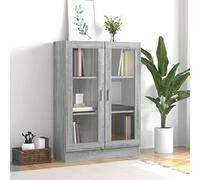 AUVYI Bibliothèque de Rangement en Bois D'ingénierie, Verre 82,5x30,5x115 cm Sonoma Gris Armoire De Rangement Salon Bibliothèque Rangement Salon Etagere De Rangement Chambre Bibliothèque De Bureau