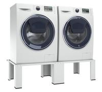 AUVYI Socle pour machine à laver - Blanc - 127 x 54,5 x 32,5 cm - Double socle - Capacité de charge : 200 kg - Pour réfrigérateur et machine à sécher - Avec patins antidérapants - Accessoire de