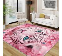 AUWUUA 3D Imprimé Guépard Tapis Chambre d'enfant 80x180cm Rose Léopard Animal Sauvage Tapis de Sol Antidérapant et Lavable à Poils Courts pour Chambre à Coucher, Salle à Manger, Salon Décoration