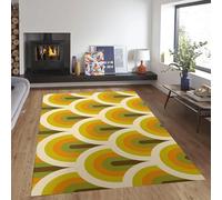 AUWUUA Art Moderne Tapis De Salon 160x240cm Milieu du Siècle Géométrique Tapis de Chambre, Vert Années 70 Doux Poils Courts Antidérapant Intérieur Moquette pour Chambre d'enfant, Salle de Jeux