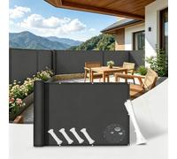 AUWUUA Balcon Brise Vue Anthracite 70x300cm Cache Vue Balcon Extérieur PES 220 g/m², Terrasse Paravent Couverture Paravent de Balcons avec Oeillets, Protection UV,Coupe-Vent et Imperméable
