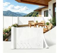 AUWUUA Balcon Brise Vue Blanc 90x300cm Cache Vue Balcon Extérieur PES 220 g/m², Terrasse Paravent Couverture Paravent de Balcons avec Oeillets, Protection UV,Coupe-Vent et Imperméable