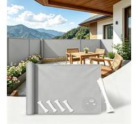 AUWUUA Balcon Brise Vue Gris Clair 90x330cm Cache Vue Balcon Extérieur PES 220 g/m², Terrasse Paravent Couverture Paravent de Balcons avec Oeillets, Protection UV,Coupe-Vent et Imperméable