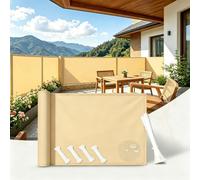 AUWUUA Balcon Brise Vue Jaune Sable 90x1100cm Cache Vue Balcon Extérieur PES 220 g/m², Terrasse Paravent Couverture Paravent de Balcons avec Oeillets, Protection UV,Coupe-Vent et Imperméable