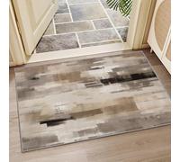 AUWUUA Beige et Gris Abstrait Tapis Salon 40x90cm, Style Moderne Minimaliste, Neutre, Lavable, pour Chambre, Motif Vintage moucheté Flou, Tapis d'intérieur à Poils Courts, Ultra-Fin