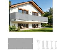 AUWUUA Brise Vue Balcon Exterieur 50x300cm Imperméable Cache Vue Balcon 220g/㎡ PES Protection UV Coupe-Vent Couverture de Écran Jardin avec Œillets et Attaches pour Terrasse Jardin, Gris Clair