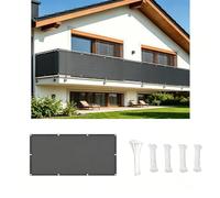 AUWUUA Brise Vue Balcon Exterieur 80x300cm Imperméable Cache Vue Balcon 220g/㎡ PES Protection UV Coupe-Vent Couverture de Écran Jardin avec Œillets et Attaches pour Terrasse Jardin, Gris Foncé