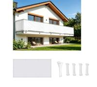 AUWUUA Brise Vue Balcon Exterieur 85x300cm Imperméable Cache Vue Balcon 220g/㎡ PES Protection UV Coupe-Vent Couverture de Écran Jardin avec Œillets et Attaches pour Terrasse Jardin, Blanc