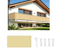 AUWUUA Brise Vue Balcon Exterieur 90x300cm Imperméable Cache Vue Balcon 220g/㎡ PES Protection UV Coupe-Vent Couverture de Écran Jardin avec Œillets et Attaches pour Terrasse Jardin, Jaune Sable