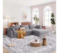 AUWUUA Grand Tapis de Salon 250 x 250 cm Lavable Vintage Neutre Vieilli, Tapis d'intérieur bohème marocain géométrique pour Chambre à Coucher, Cuisine, entrée, Couloir, Salle de Classe