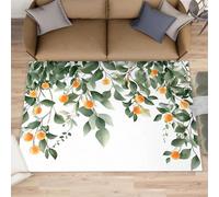 AUWUUA Grand Tapis de Salon à Feuilles d'eucalyptus Vertes 150 x 275 cm Motif Kaki Jaune Tapis de Chambre à Coucher, Lavable, antidérapant, Doux et à Poils Ras