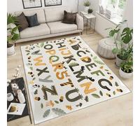 AUWUUA Grand Tapis pour Enfants ABC 190 x 250 cm, Lettres de l'alphabet, Tapis pour Chambre de garçons et Filles, Animaux, Nature, Moquette éducatif et Amusant pour Salon, Salle de Jeux, garderie