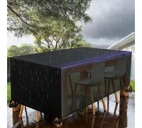 AUWUUA Housse Table De Jardin 210x60x75cm/LxWxH Housse Salon De Jardin Imperméables, Très Résistant 420D Oxford Tissu Bache De Protection Exterieur pour Ensembles de Table et de Canapé, Noir