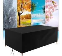 AUWUUA Housses Salon de Jardin Exterieur Imperméable 145x130x110cm/LxWxH Housse Table de Jardin, 420D Oxford avec Cordon de Serrage, Coupe-Vent et résistant aux UV Bache Table Exterieur, Noir