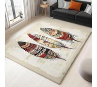 AUWUUA Lavable Tapis de Salon, Motif aztèque, 100 x 150 cm, Motif Plumes rétro amérindien Tapis antidérapant pour Chambre, Salle à Manger, entrée/Cuisine.