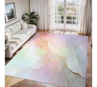 AUWUUA Lavable Tapis Marbre 50x80cm Or Rose, Abstrait Moderne, Tapis d'intérieur Doux à Poils Courts et antidérapant pour entrée, Cuisine ou Porte.