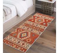 AUWUUA Orange Bohème Tapis De Couloir 170x240cm Lavable Tapis Antidérapant à Motif Géométrique Sud-Ouest pour Chambre, Entrée, Couloir, Buanderie, Salon