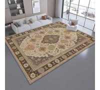 AUWUUA Oriental Vintage Tapis Salon 120 x 140 cm, Doux à Poils Courts Tapis Lavable Motif Traditionnel pour Chambre, Salle à Manger, Bureau, Gris-Brun, Fin