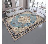 AUWUUA Oriental Vintage Tapis Salon, 160 x 230 cm, Bleu, antidérapant et Lavable, idéal pour Chambre, Salle à Manger, Bureau, Couloir, Fin.