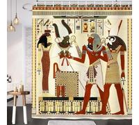 AUWUUA Rideau de Douche 260 x 182 cm, Style égyptien, civilisation Antique, Pharaon, Roi, hiéroglyphe, Femme Africaine, Vintage, Vieux, Polyester, imperméable, Rideau de Salle de Bain avec Crochets