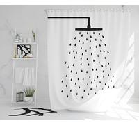 AUWUUA Rideau de Douche 75 x 190 cm, Blanc, Moderne et Minimaliste, en Tissu Polyester Abstrait, imperméable, avec Crochets