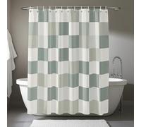 AUWUUA Rideau de Douche à Carreaux 168 x 169 cm Aqua, Moderne, imperméable, en Tissu Lavable Minimaliste avec Crochets