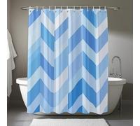 AUWUUA Rideau de Douche à Chevrons géométriques Bleu et Blanc 150 x 220 cm, Rideau de Bain Minimaliste et Moderne en Zigzag avec Crochets, Tissu imperméable pour Salle de Bain