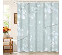 AUWUUA Rideau de Douche à Motif de Feuilles d'eucalyptus Naturelles, 90x175 cm, en Polyester imperméable Rideau Douche Anti-moisissure, avec Crochets.