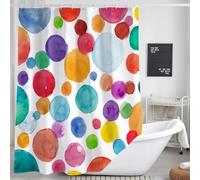 AUWUUA Rideau de Douche à Pois colorés 160 x 220 cm, Rideau Douche Anti-moisissure, en Polyester 3D imperméable et Lavable, avec Crochets, pour la décoration de Votre Baignoire.