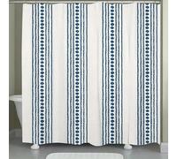AUWUUA Rideau de Douche à Rayures Florales Bleues, 100 x 230 cm, Style bohème Indien Exotique Chic, en Polyester imperméable avec Crochets, idéal pour la Maison, Le Spa ou l'hôtel.