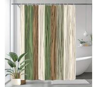 AUWUUA Rideau de Douche à Rayures Verticales bohèmes 150 x 220 cm (L x H), Motif Rustique forêt, en Polyester imperméable, avec Crochets, pour séparation de Baignoire.