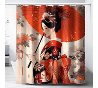 AUWUUA Rideau de Douche à thème Geisha Japonais 203 x 235 cm, Motif Geisha esthétique, imperméable, Style Kimono Traditionnel, décoration de Salle de Bain