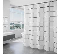 AUWUUA Rideau de Douche carré Blanc à Carreaux 183 x 183 cm Élégance Minimaliste Moderne sereine décoration de Salle de Bain, Lavable en Machine Tissu imperméable Rideau de Salle de Bain