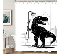AUWUUA Rideau de Douche Dinosaure Amusant 120 x 230 cm, Motif Dessin animé, pour Salle de Bain, pour Enfants, décoration créative, Motif Animal Mignon, Lavable, avec Crochets, pour Cabine de Douche