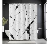 AUWUUA Rideau de Douche en marbre Noir et Blanc 150 x 240 cm, Style Minimaliste Moderne, Lavable, en Polyester imperméable avec Crochets.