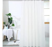 AUWUUA Rideau de Douche en Tissu imperméable Blanc avec Crochets 120 x 220 cm, Simple, élégant, Moderne, Lavable en Machine, qualité hôtelière