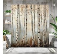 AUWUUA Rideau de Douche Forêt Bouleau Arbres 120x150cm Automne/Hiver Forêt Rustique Paysage Nature Rideau de Bain, Ferme Lavable en Machine Tissu Tissu Rideaux de Douche pour Salle de Bain