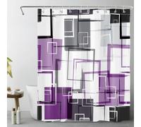 AUWUUA Rideau de Douche géométrique Noir et Violet 183 x 183 cm, Moderne et Minimaliste, en Tissu, pour Salle de Bain, Design géométrique Simple et Neutre