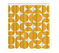 AUWUUA Rideau de Douche Jaune Orange Motif Cercles du Milieu du siècle 120 x 150 cm, Art géométrique Abstrait Moderne, Rideau de Bain Simple et rétro, Accessoires de Salle de Bain imperméables