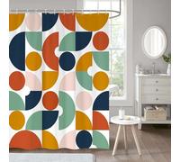 AUWUUA Rideau de Douche rétro Amusant géométrique pour Enfants 119 x 183 cm, Bleu Marine, Orange, Vert, Rose, pour Salle de Bain, Rideau de Bain en Tissu Lavable Abstrait Moderne