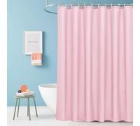 AUWUUA Rideau de Douche Rose uni 80 x 160 cm, Style Minimaliste, Long, en Tissu déperlant de qualité hôtelière, avec Crochets.