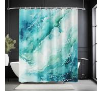 AUWUUA Rideau de Douche Vert ombré texturé 200 x 220 cm, Moderne et Luxueux, Motif Abstrait Fluide, Lavable, en Tissu, avec Crochets