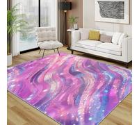 AUWUUA Rose Violet Tapis Salon à Motif Rayures Vagues Scintillantes Rêveuses 130x240cm Moderne Abstrait Dégradé Coloré Tapis Chambre Filles, Lavable et Antidérapant Decoration Moquette pour Porche