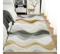 AUWUUA Tapis à Rayures géométriques et Vagues pour Chambre Adulte 150x180cm Minimalisme Abstraite Art Moderne Tapis Salon Antidérapant et Lavable Paillasson Intérieur pour Cuisine, Bureau