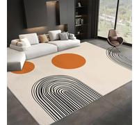 AUWUUA Tapis à Rayures minimalistes, Style Moderne du Milieu du siècle, pour Salon, 150 x 210 cm, Style bohème Abstrait, Lavable et antidérapant, pour Chambre, Salle de Classe, Bureau ou Cuisine.