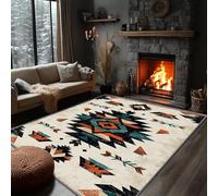 AUWUUA Tapis aztèque amérindien 150 x 200 cm, Motif géométrique Abstrait du sud-Ouest, Lavable, antidérapant, Doux, à Poils Ras, pour Cuisine, Salle de Bain, entrée, Porte