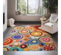 AUWUUA Tapis bohème Lavable à Motif Floral Abstrait, 60 x 210 cm, imprimé Patchwork coloré avec Perles, antidérapant, pour Salon, Chambre, Salle à Manger, Cuisine, Couloir, paillasson d'intérieur